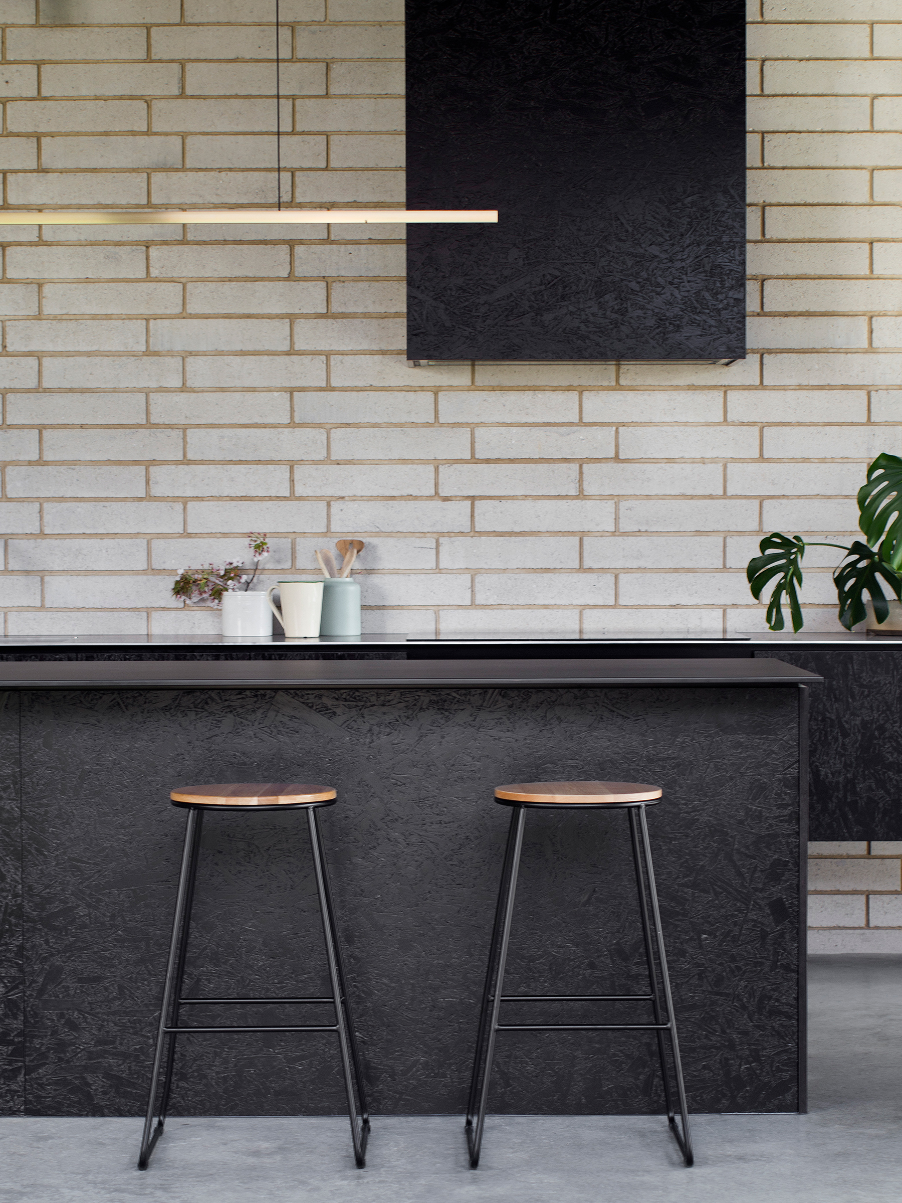 brass pendant island bench