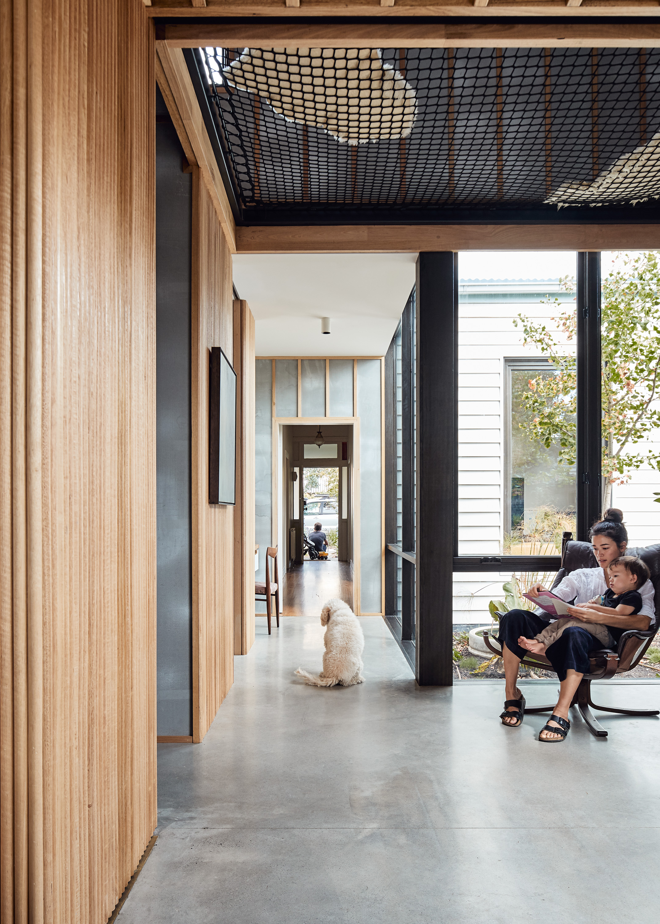 sitting room beneath play net architectural home