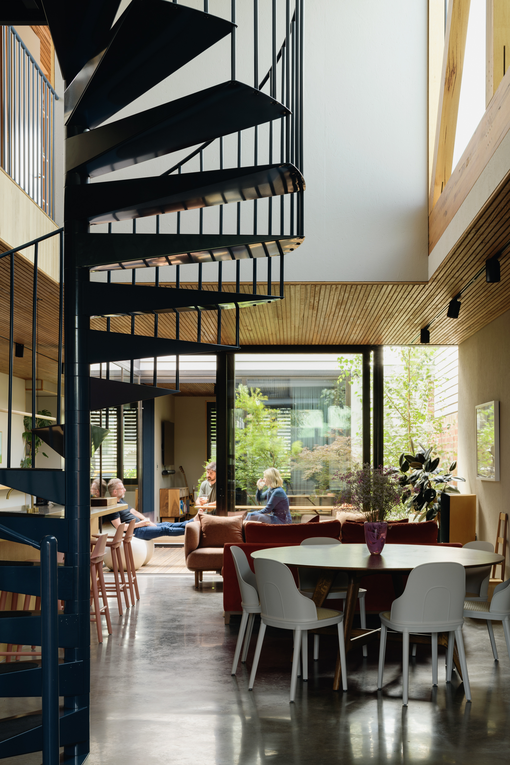 helical staircase to second level