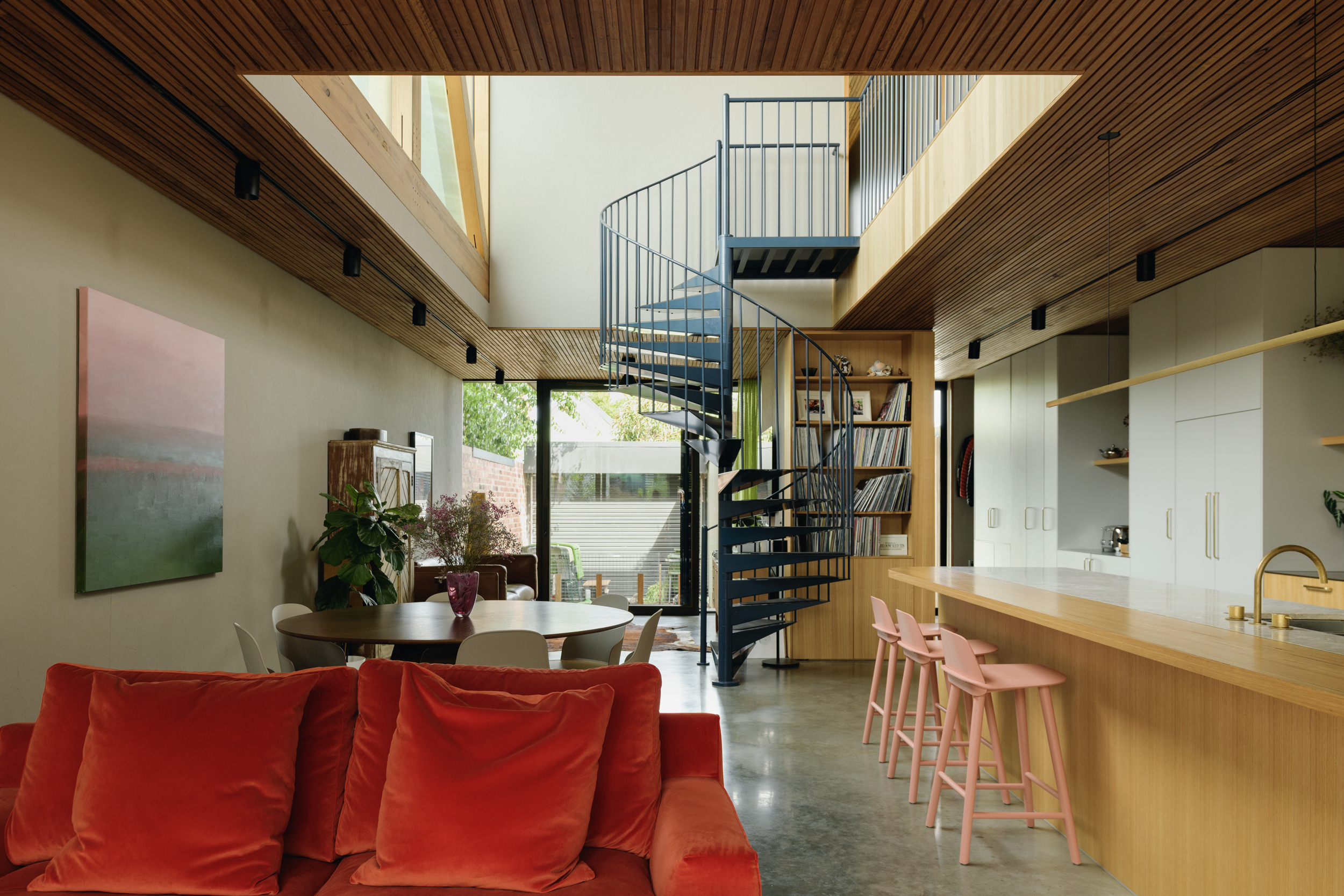 upper windows providing light to the kitchen below