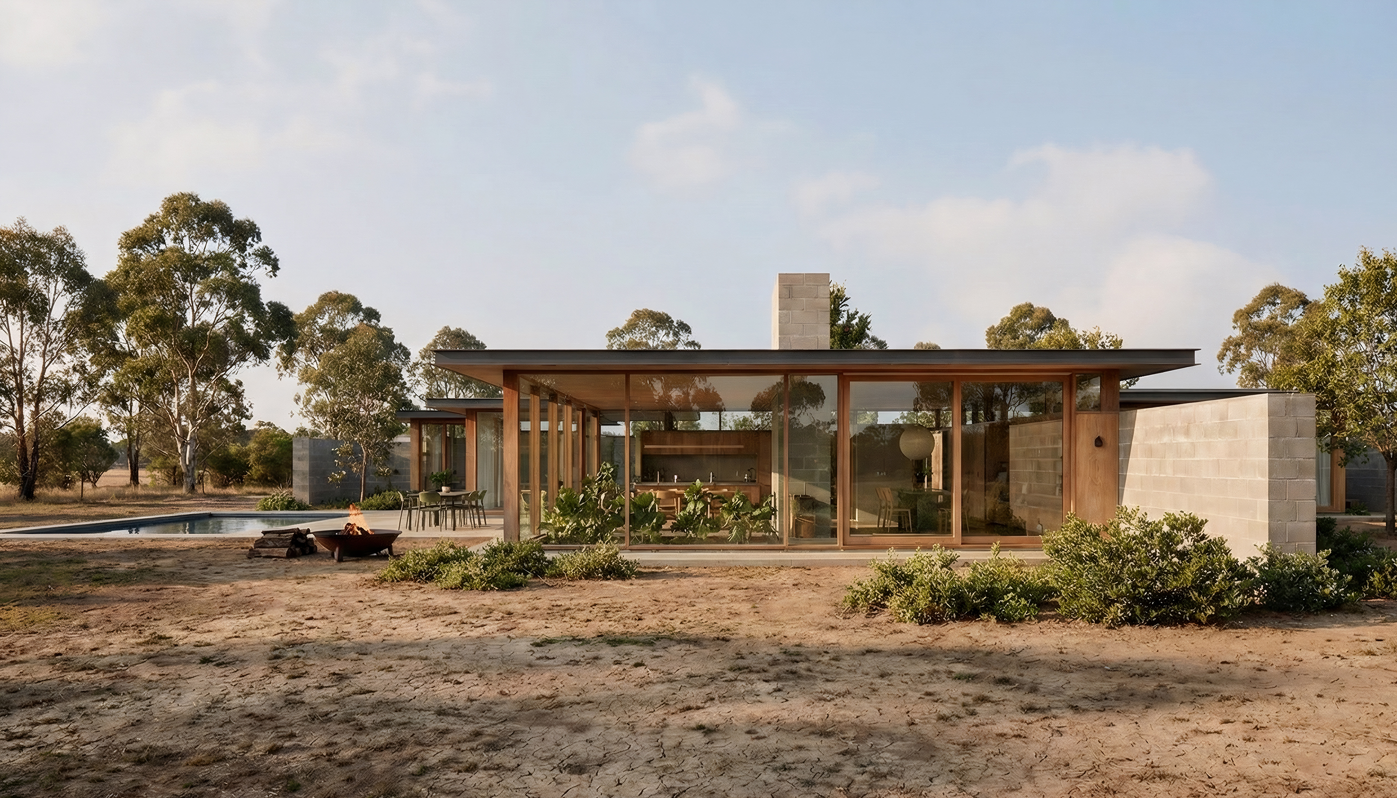 double height windows for connection to landscape