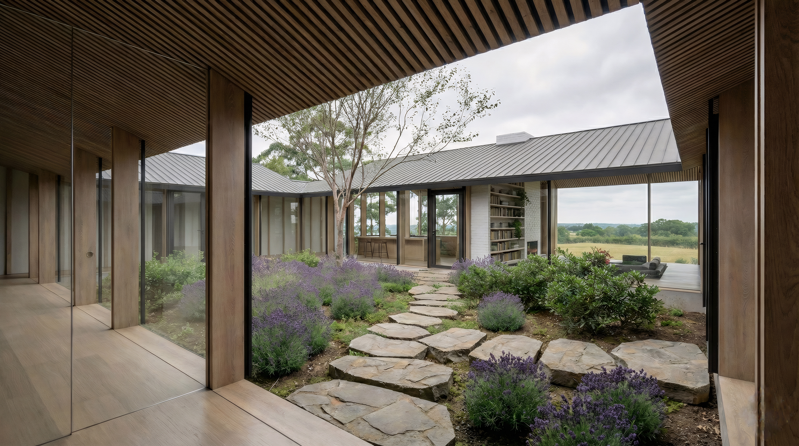 internal courtyard with full height windows