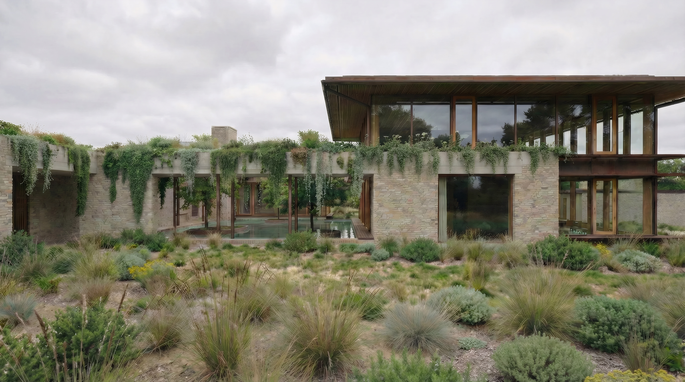 green roof to lower level