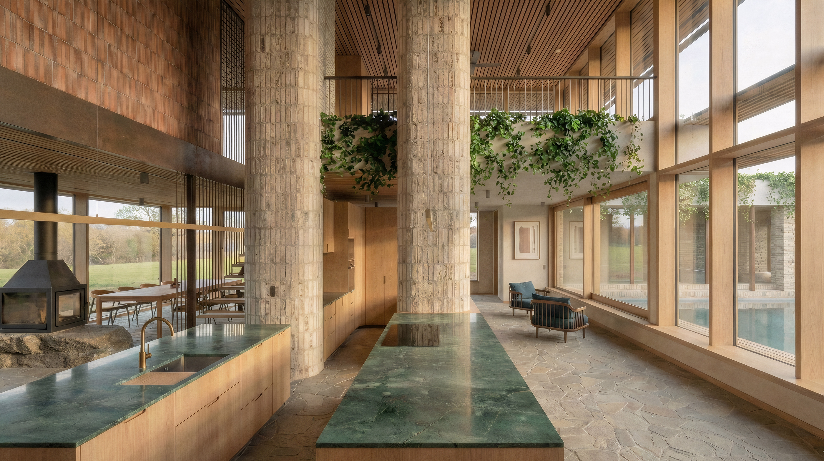 stone columns in living space