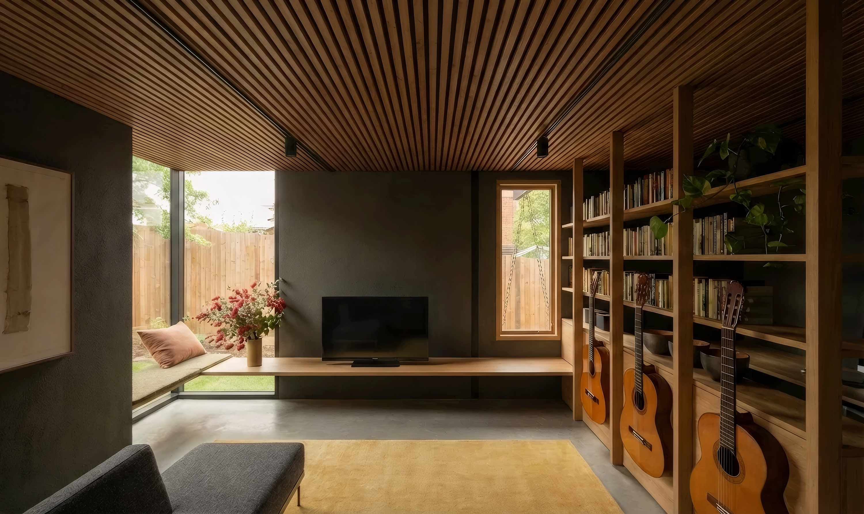 exposed joinery timber batten ceiling