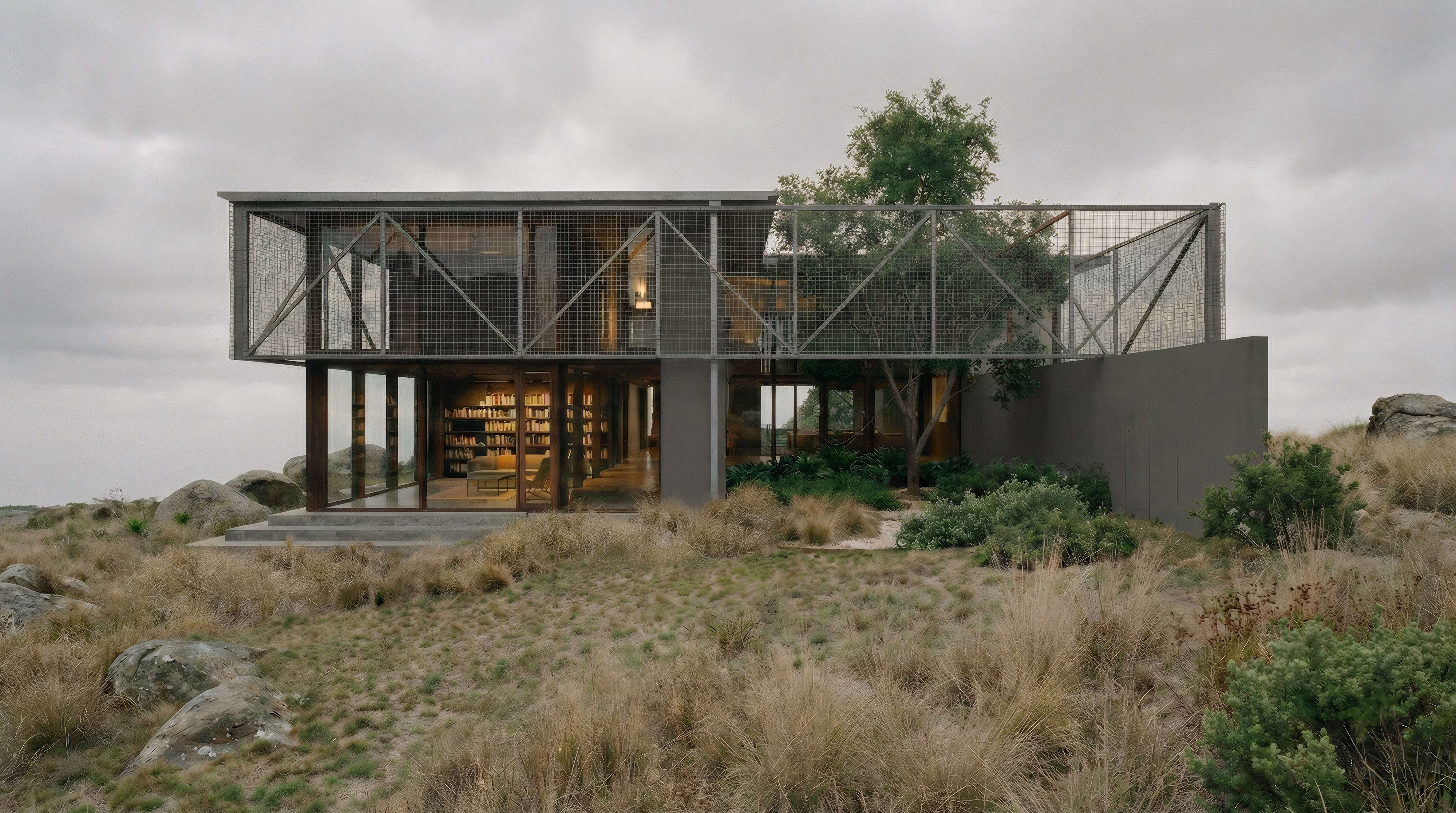 rocky landscape house