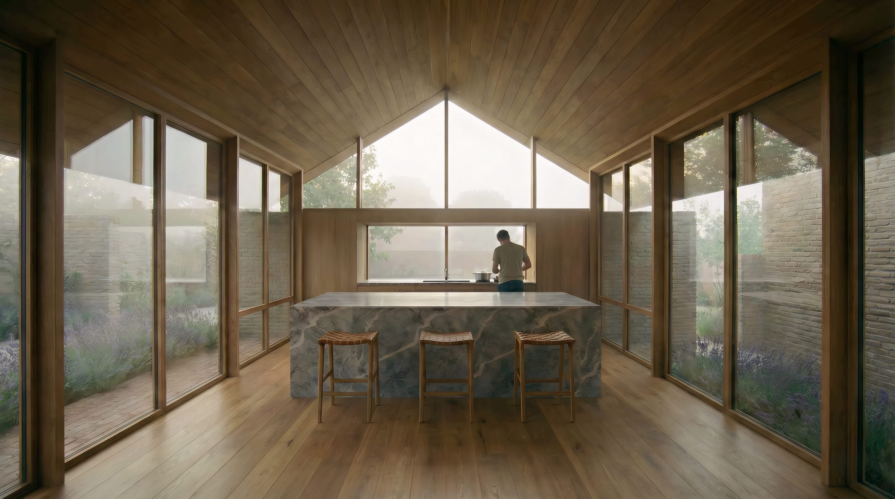 kitchen and living prefabricated home