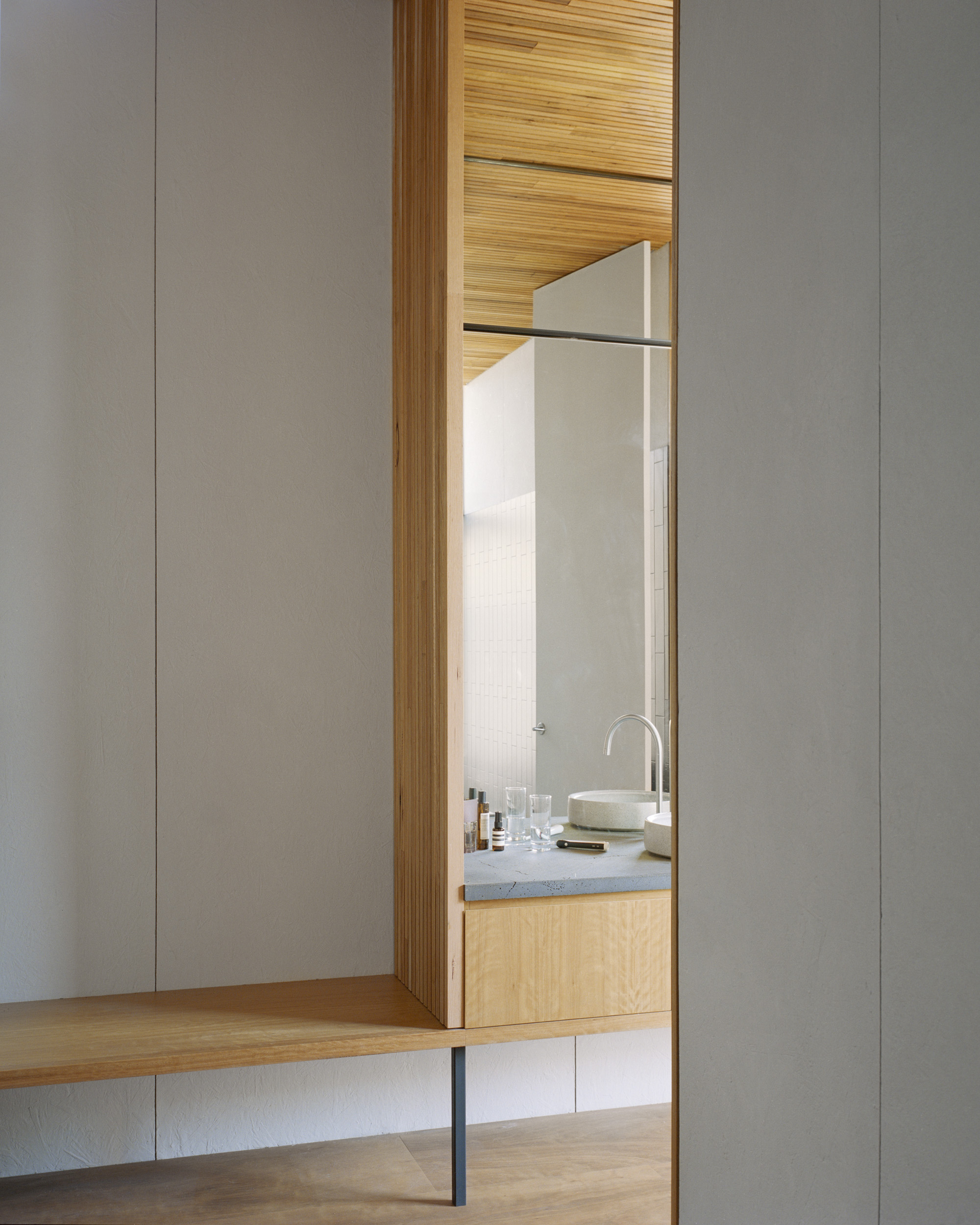 built in timber bench seat