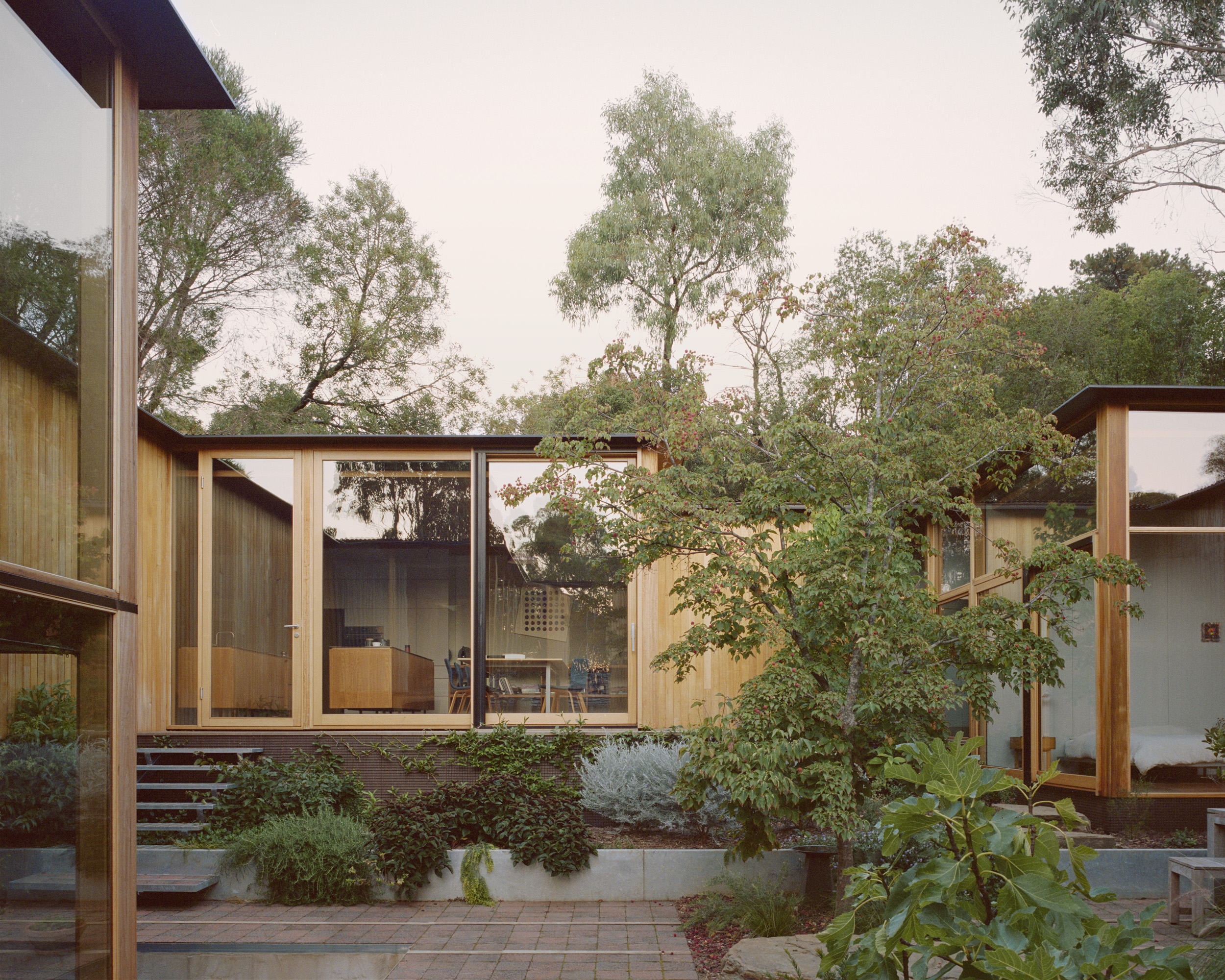 extensive glazing and timber home