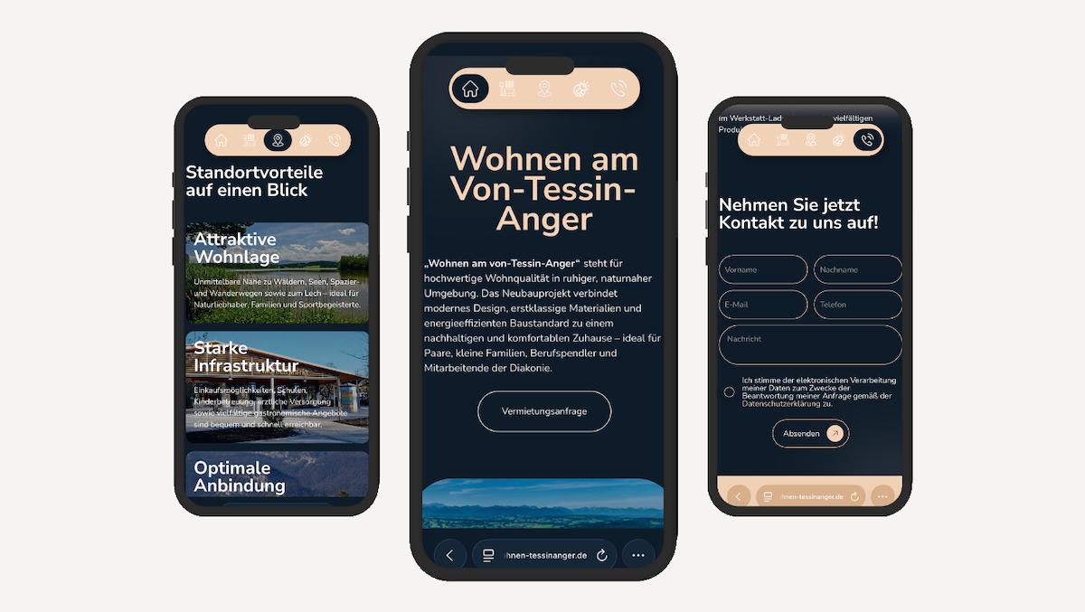 Mockup Website Wohnen am Von-Tessin-Anger München