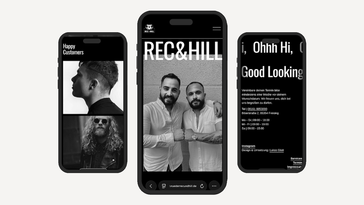 Mockup Website Rec&Hill Frisöre Freising