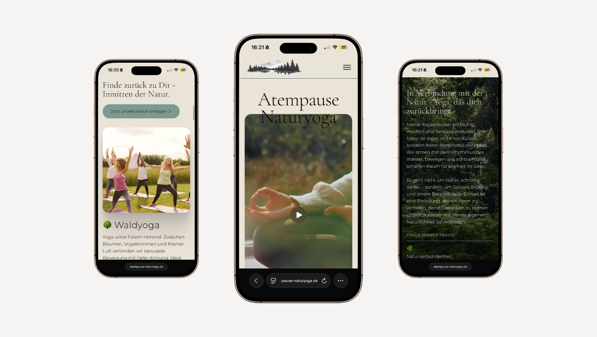 Mobile Mockup Website Atempause Naturyoga
