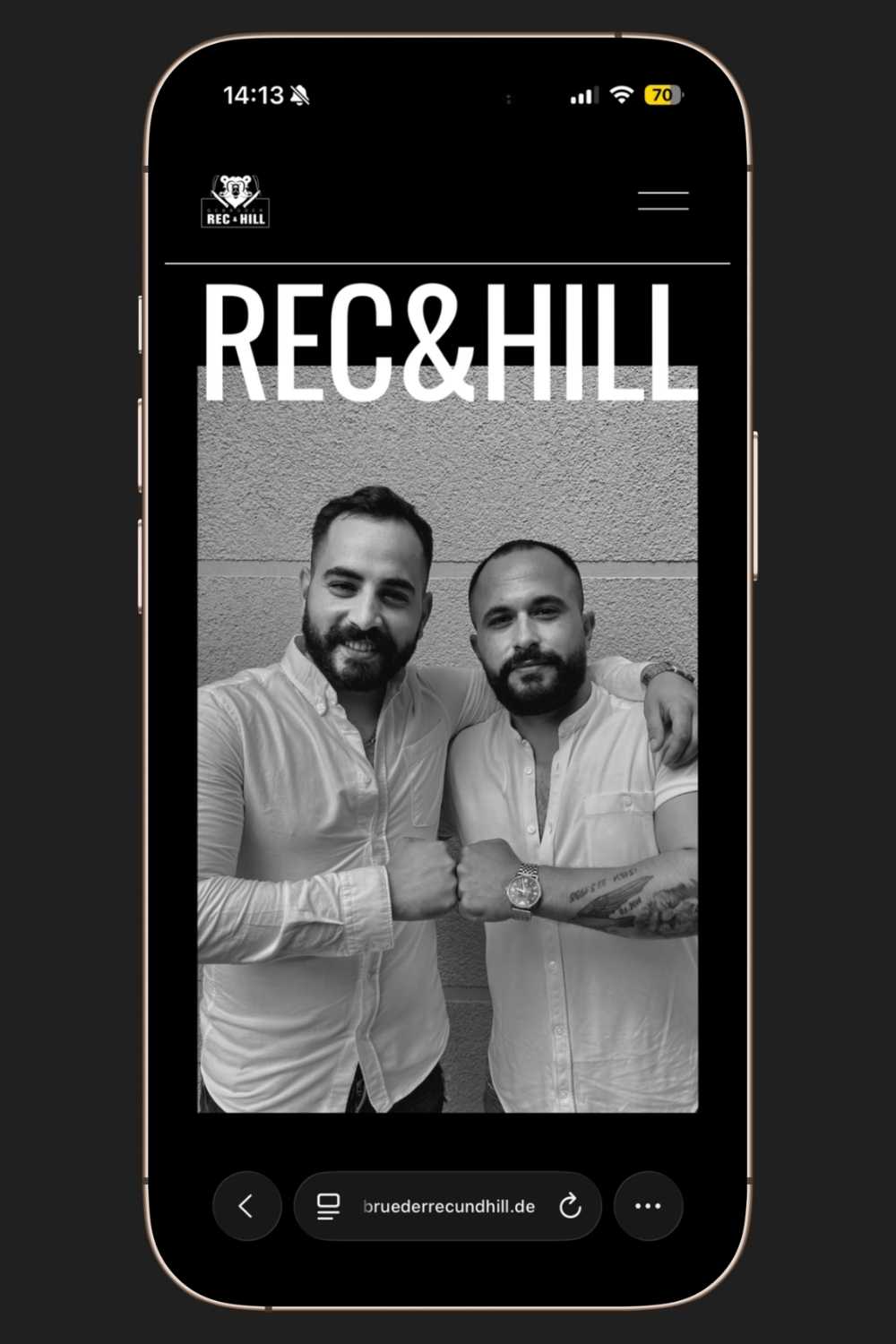Mobile Mockup der Website des Frisörsalons Rec&Hill aus Freising