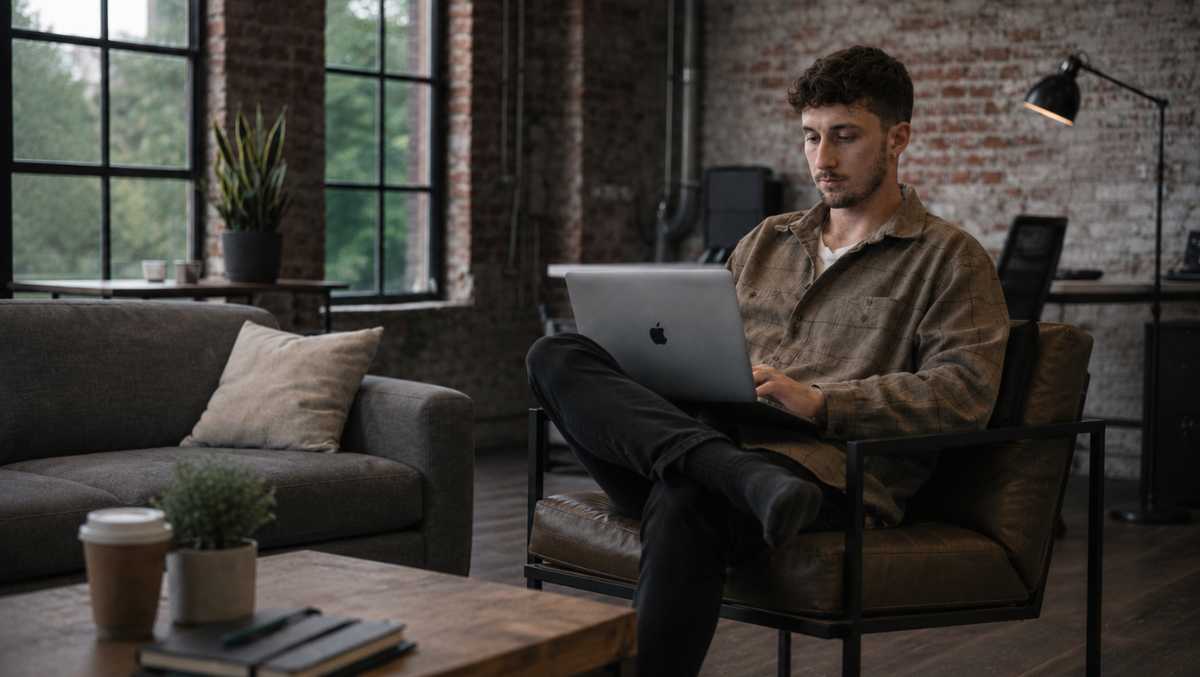 Webdesigner auf einer Couch