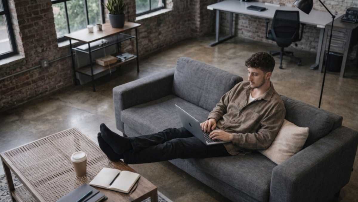 Webdesigner auf einer Couch