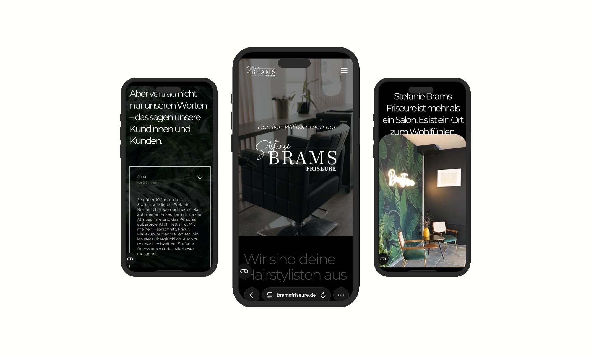 Mobile Mockups der Website Stefanie Brams Friseure in Moosburg