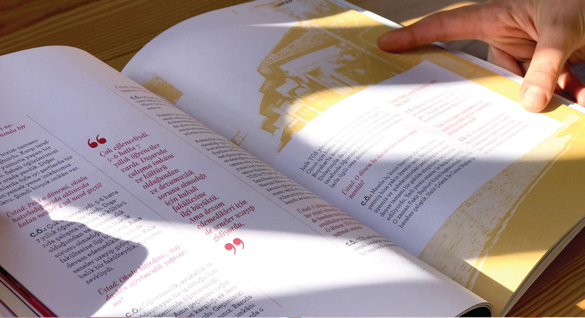 The facing page of the same spread, flooded with the issue's accent colour — placeholder, replace with Figma export