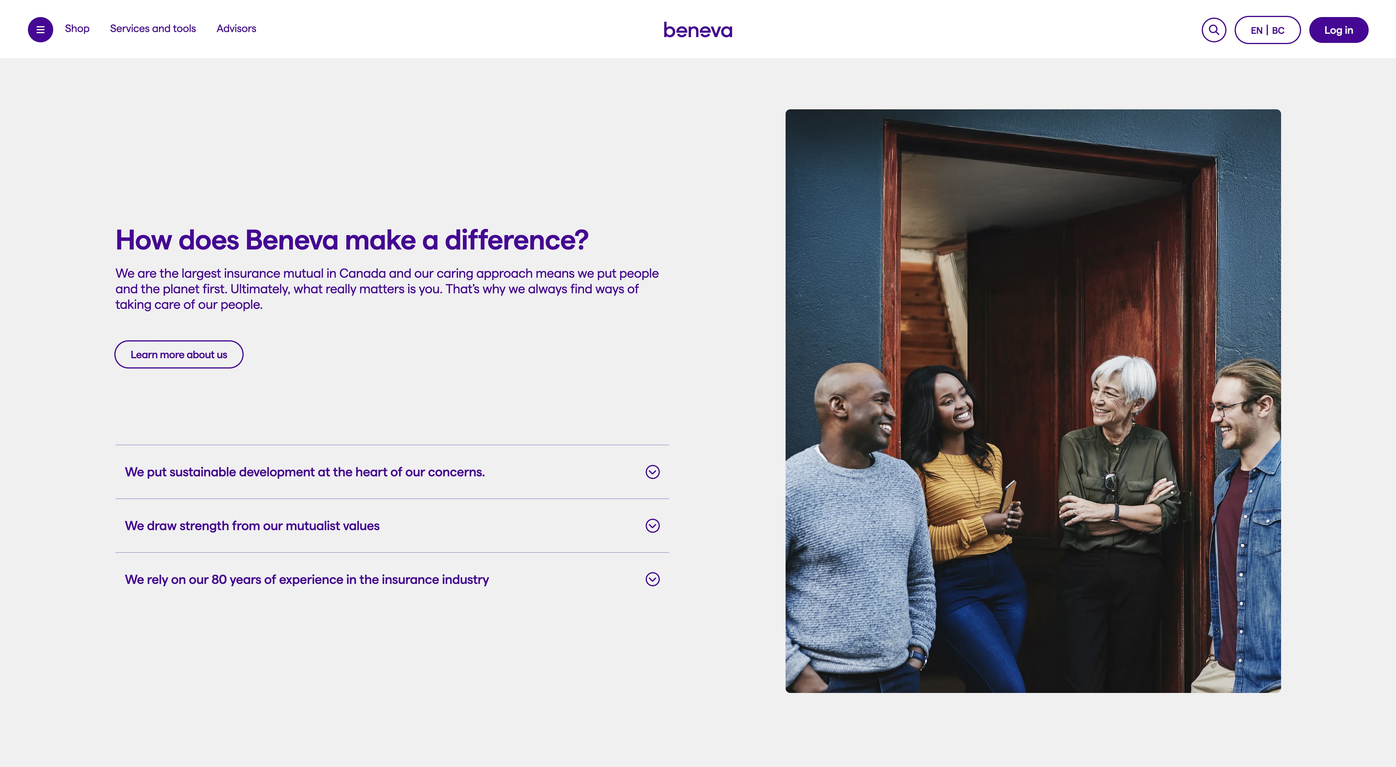 Screenshot of Beneva accordion, carousel, and disclosure button components — placeholder, replace with Figma export