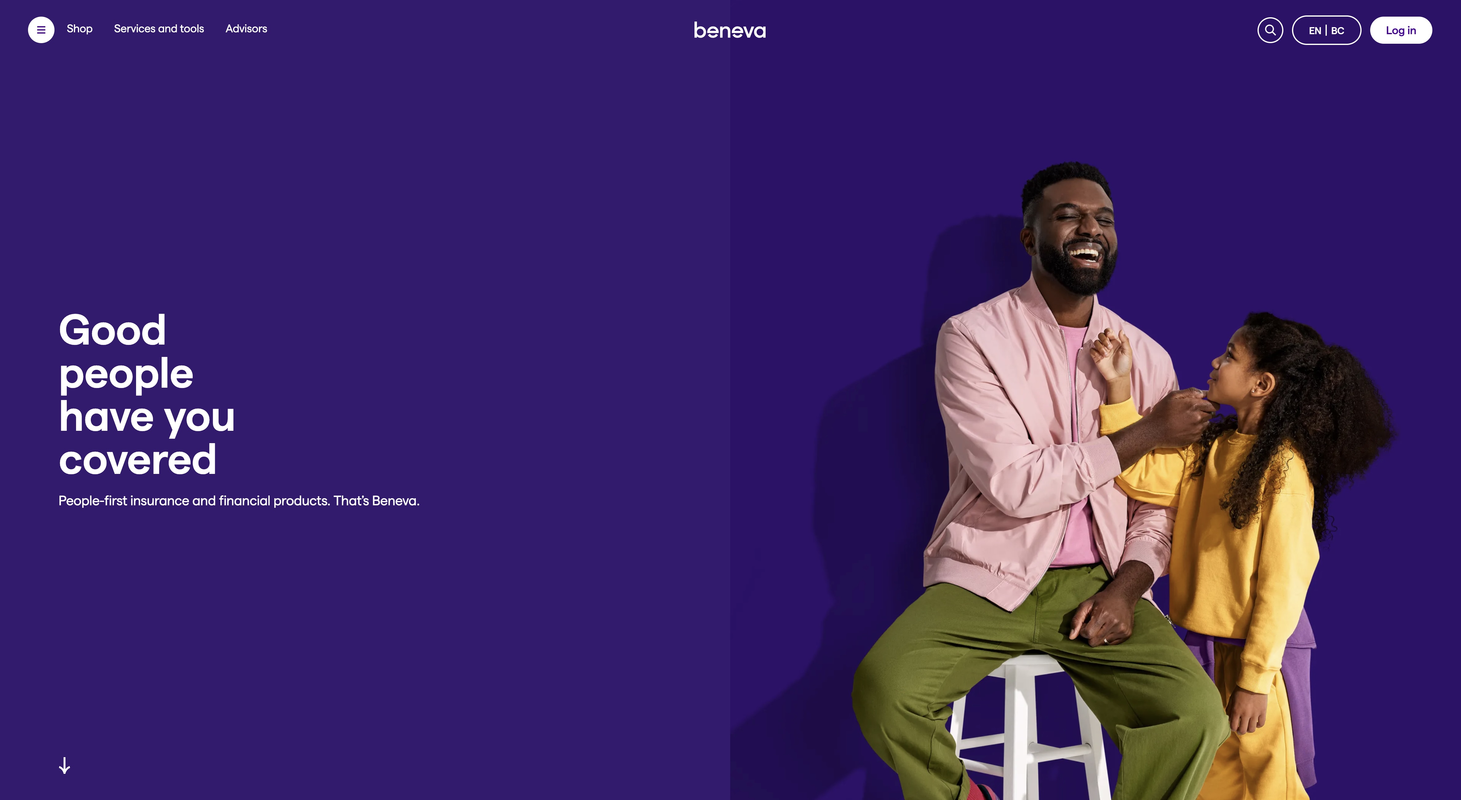 Screenshot of the Beneva website homepage — placeholder, replace with Figma export