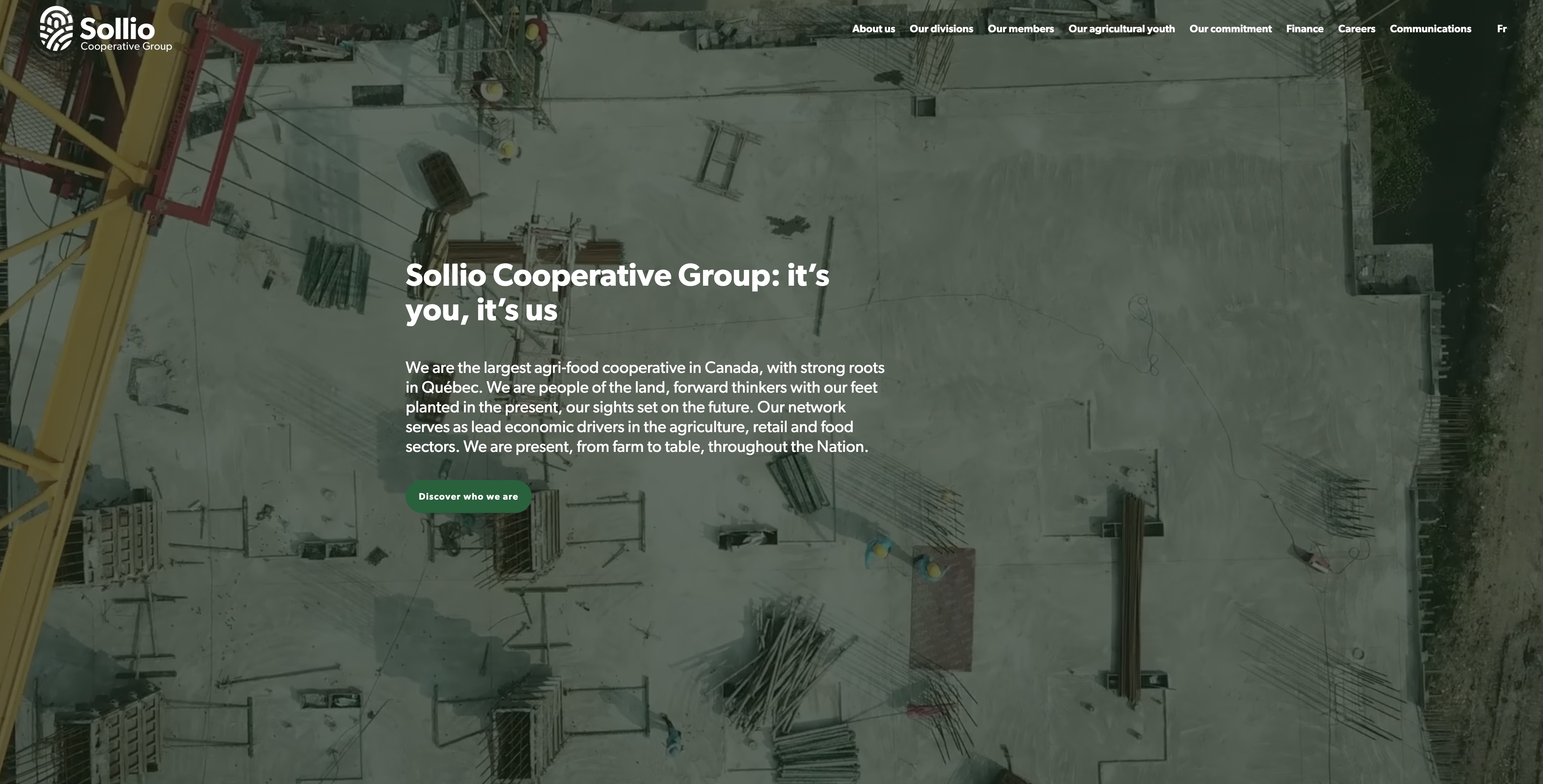 Screenshot of the Sollio Cooperative Group website homepage — placeholder, replace with Figma export
