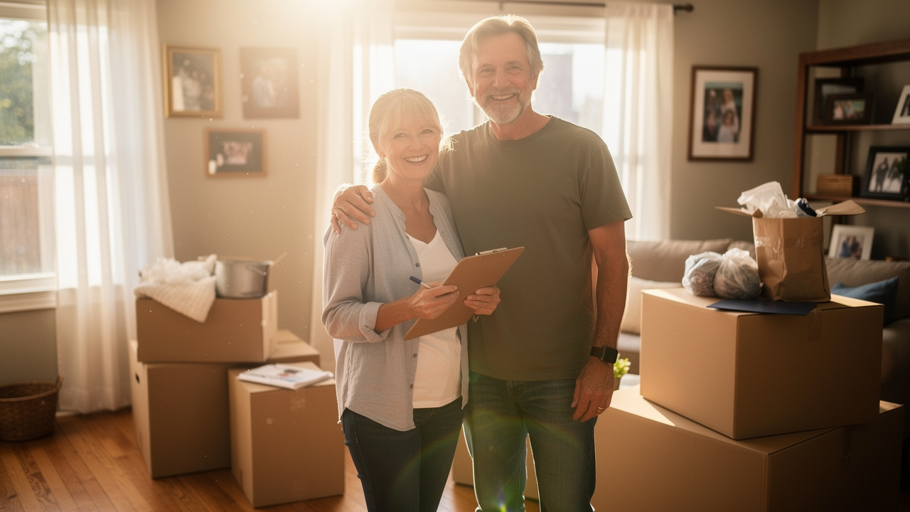 Mature couple planning their home sale together