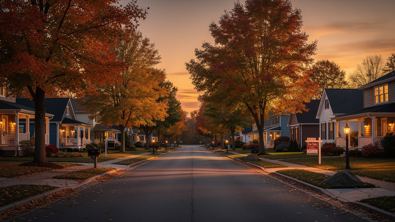 Residential neighborhood in autumn season