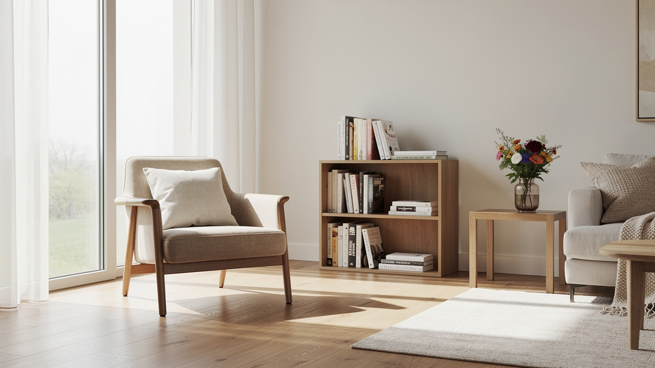 Simple uncluttered living space for seniors