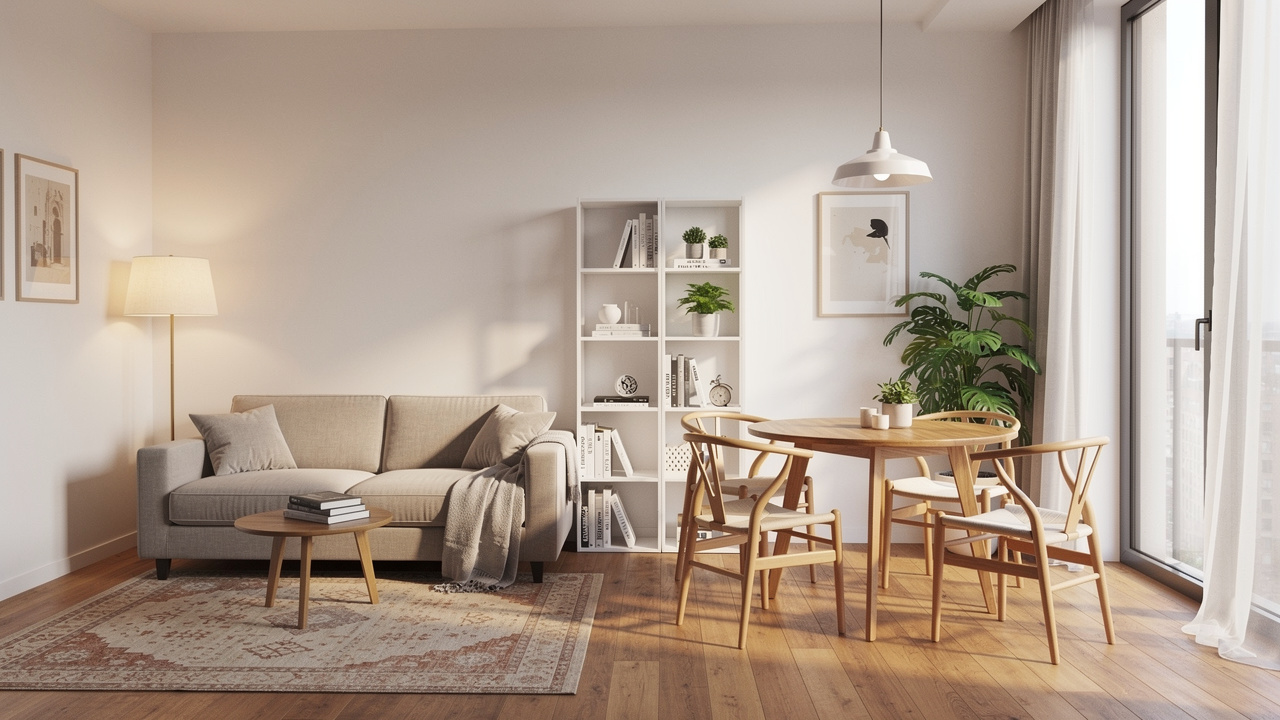 Small apartment divided into clear functional living zones