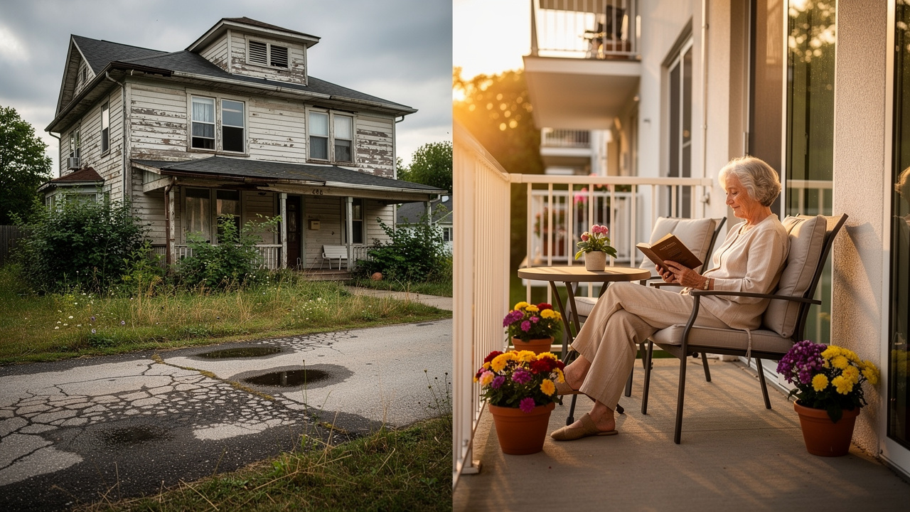 Contrast between aging at home and comfortable senior living community