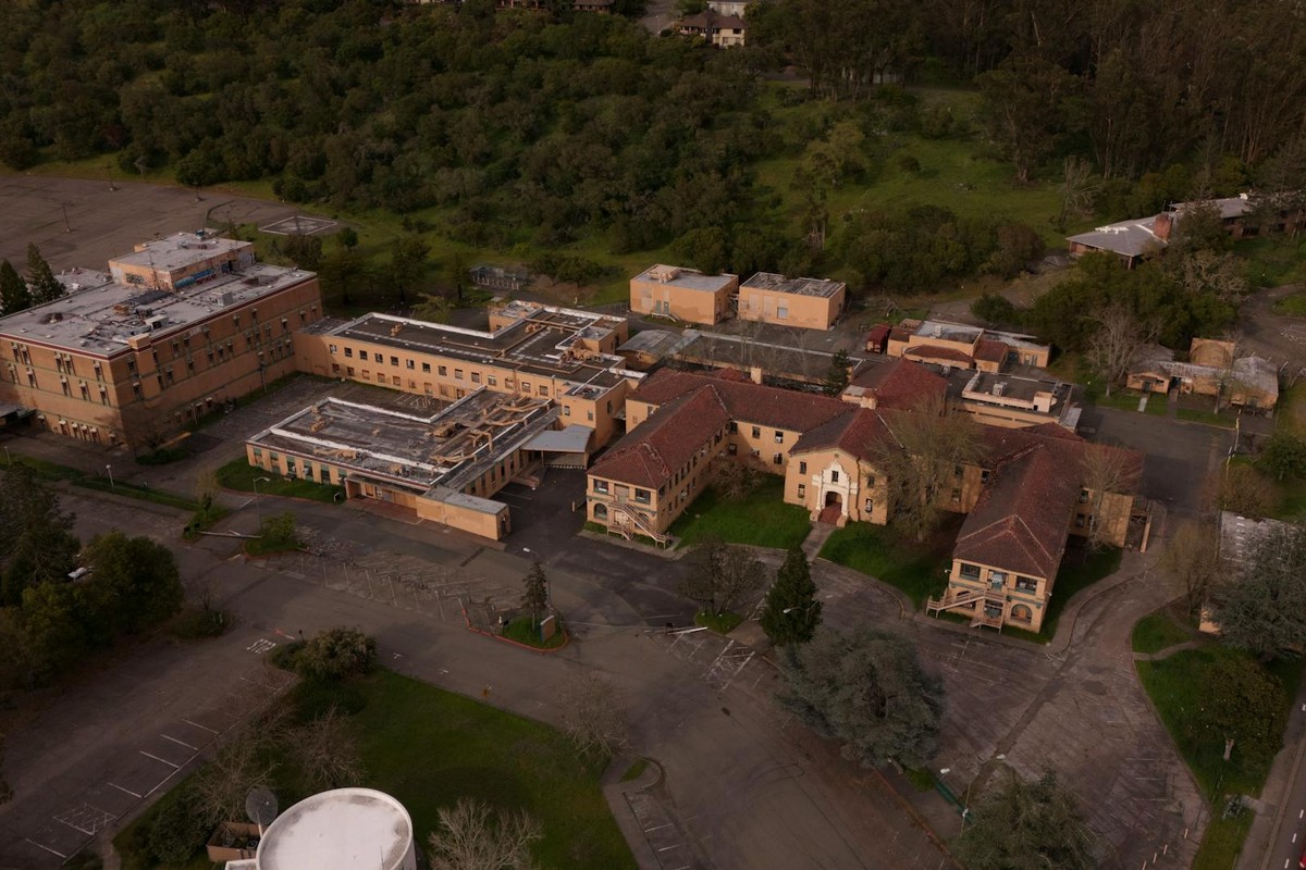 Explore the aerial perspective of a once bustling complex now abandoned in Santa Rosa, CA.
