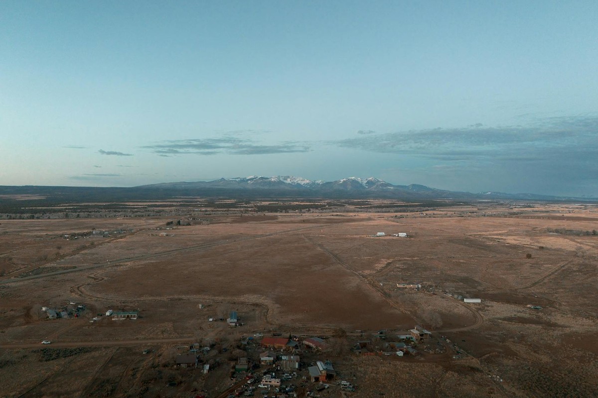 Stunning aerial view of the vast arid landscape in Durango, Colorado at sunrise.