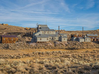Explore the preserved remnants of a historic mining town in Bodie, California, showcasing rustic architecture.