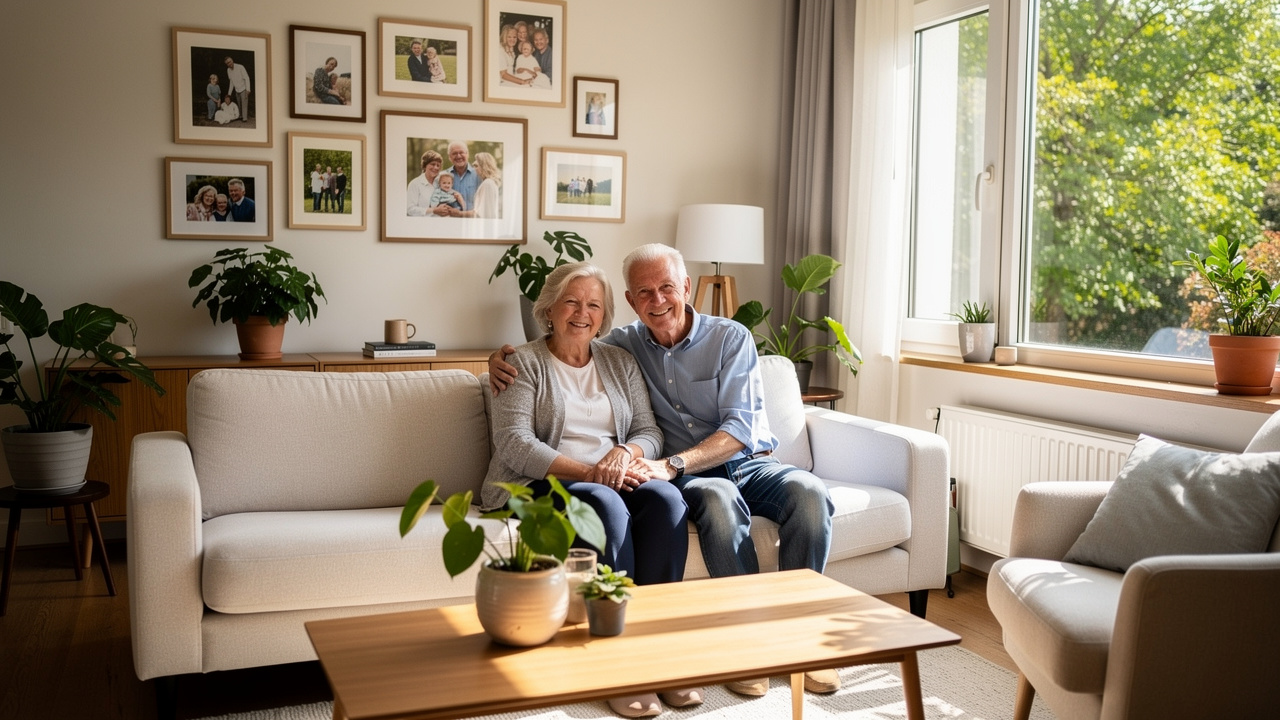 Senior couple enjoying their peaceful and simplified new smaller home