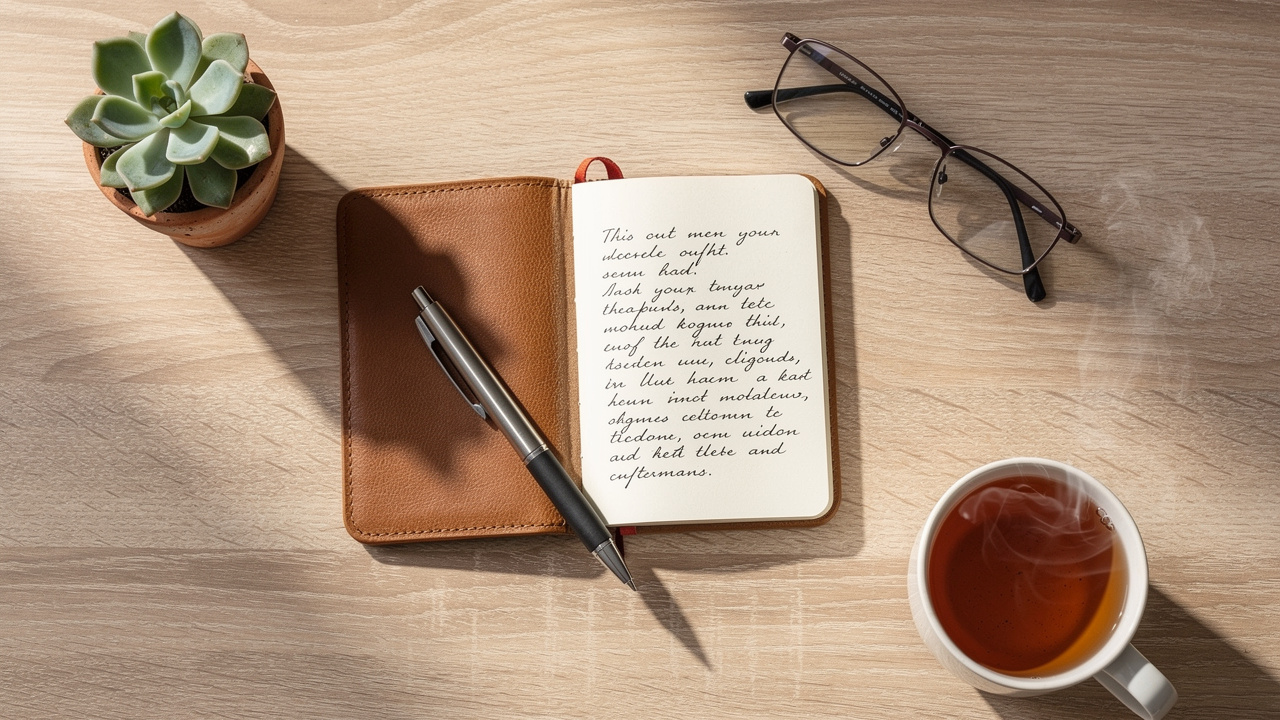 Notebook and pen for senior financial care planning