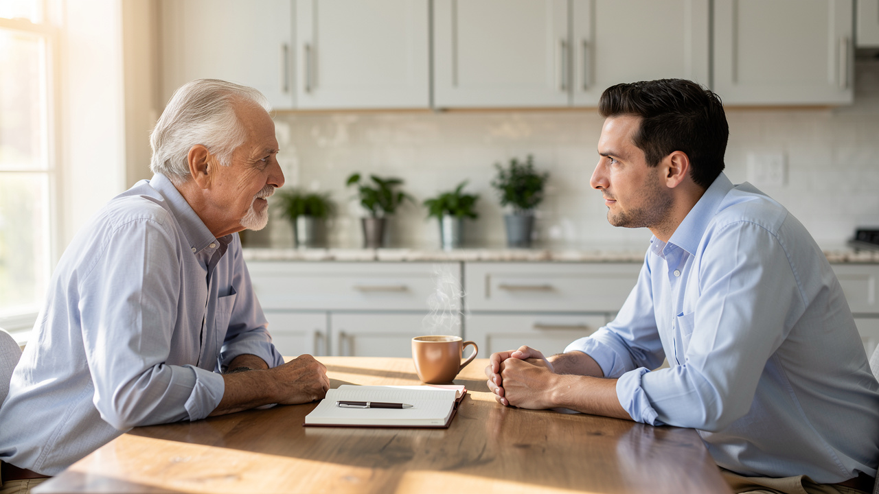 Senior man having honest conversation with real estate agent