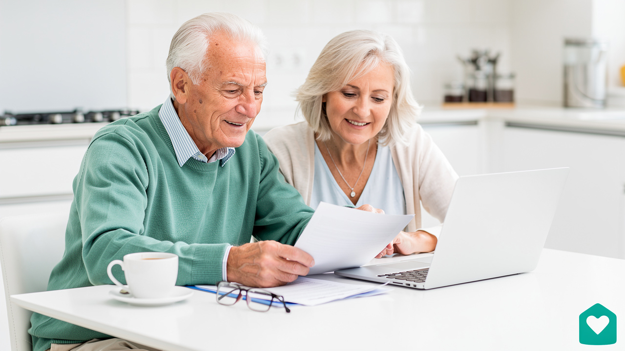 Older couple discussing home downsizing decision together