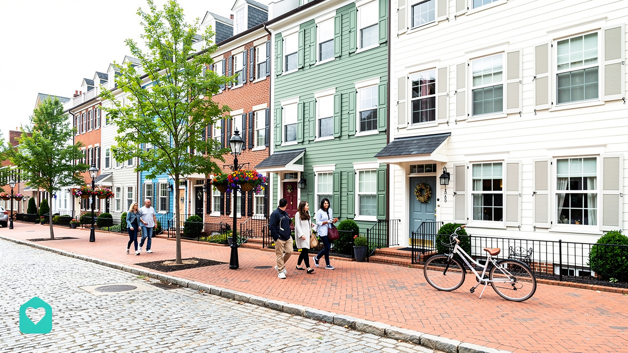 Walkable Old Town Alexandria townhomes and condo buildings