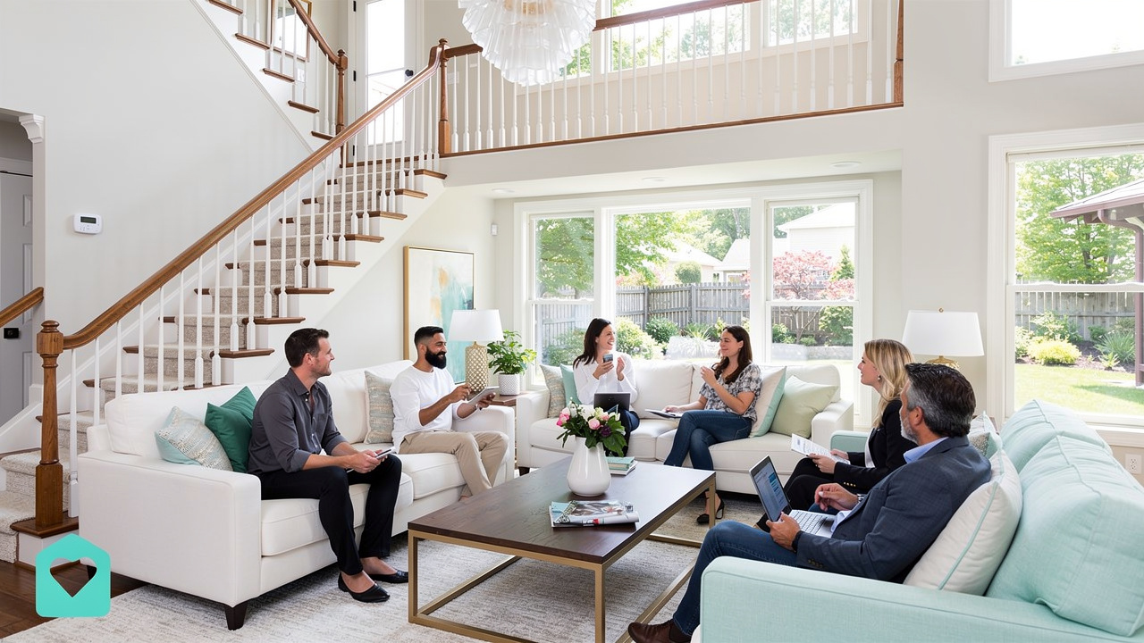 Two-story suburban home with staircase and large backyard