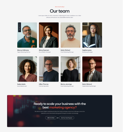 flurexa landing footer team