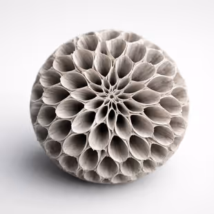 Intricate white geometric pattern in a spherical shape, illustrating complex institutional structures and system design.