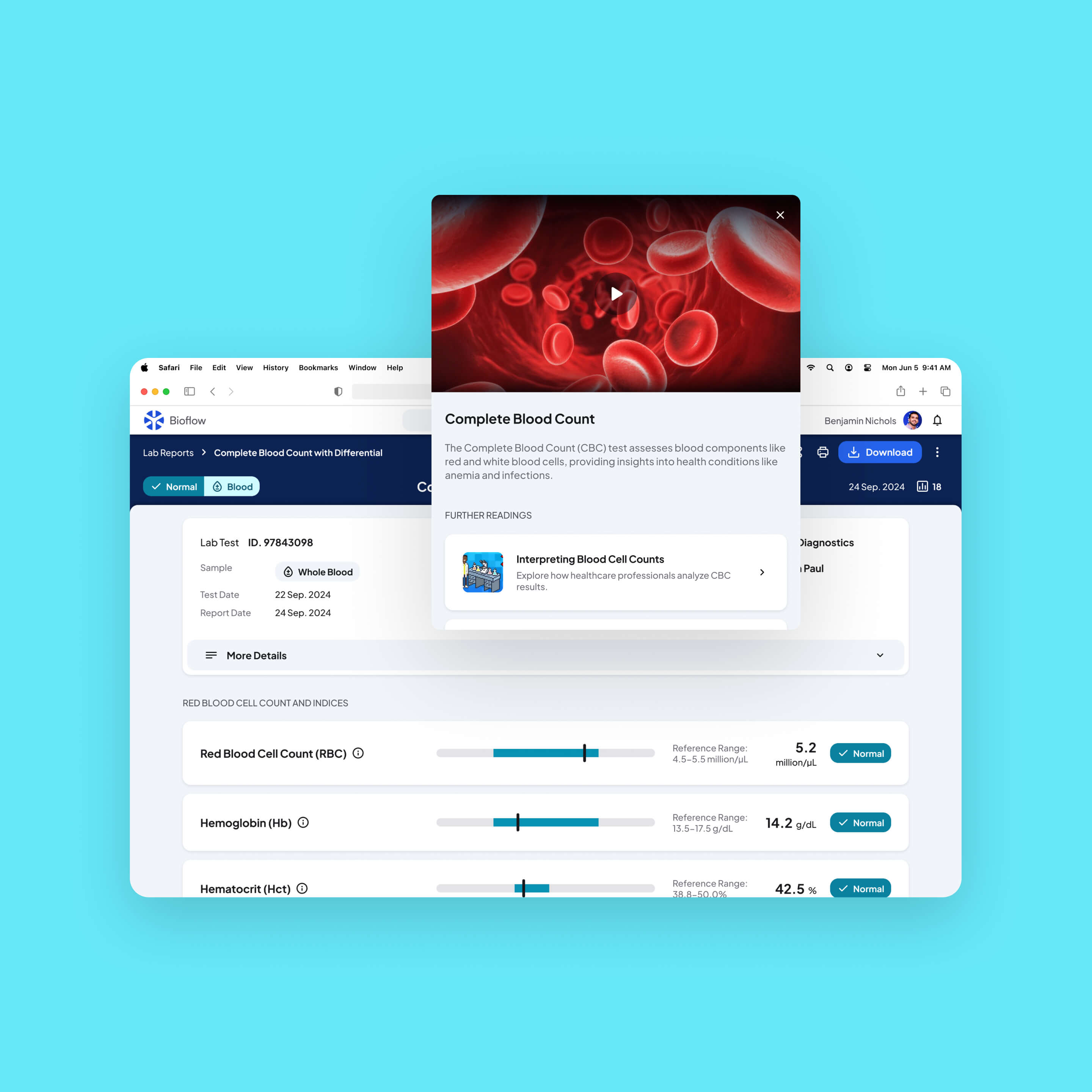 Desktop pop-up window for educational content, providing explanations for a specific test component.
