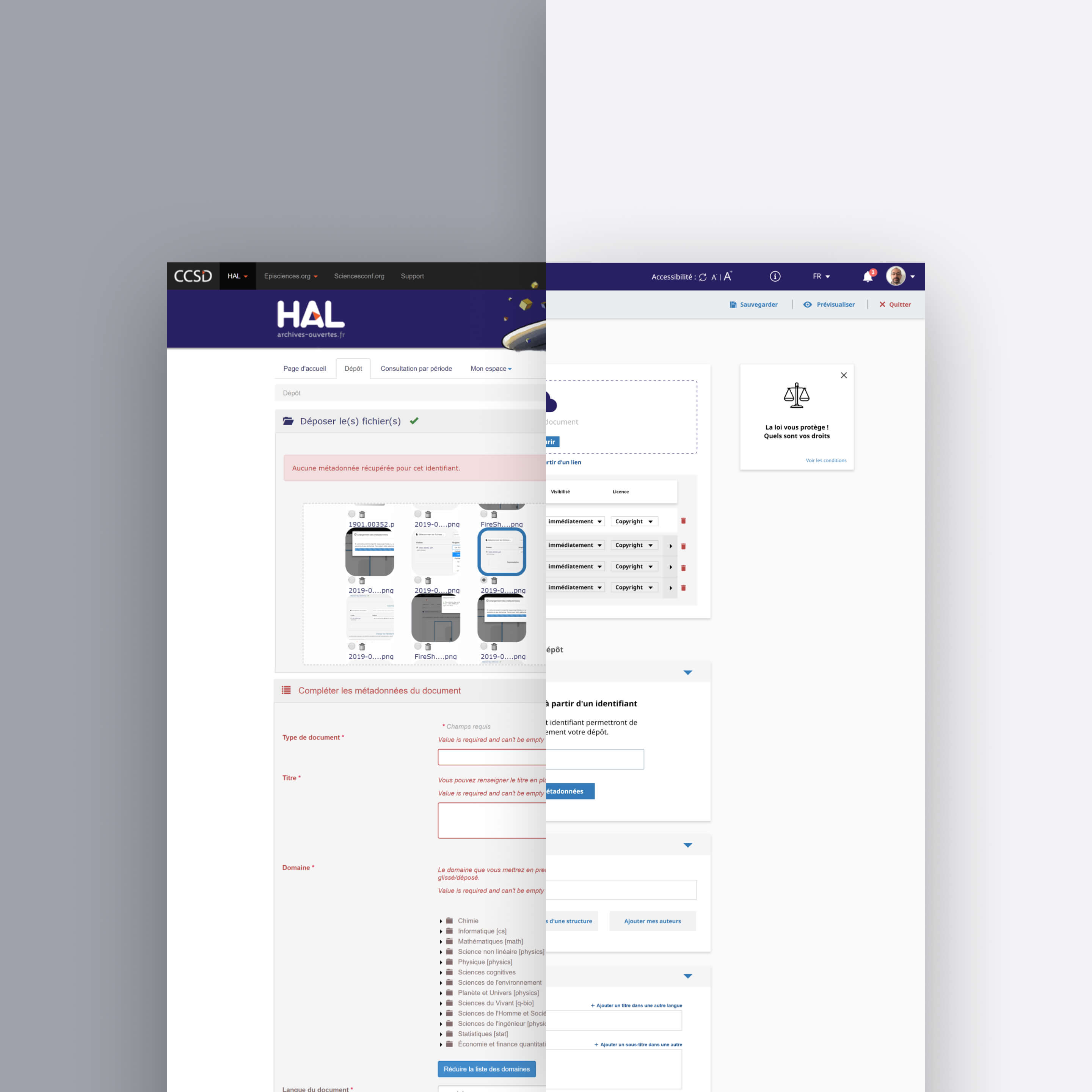 View of the upload form before and after redesign.