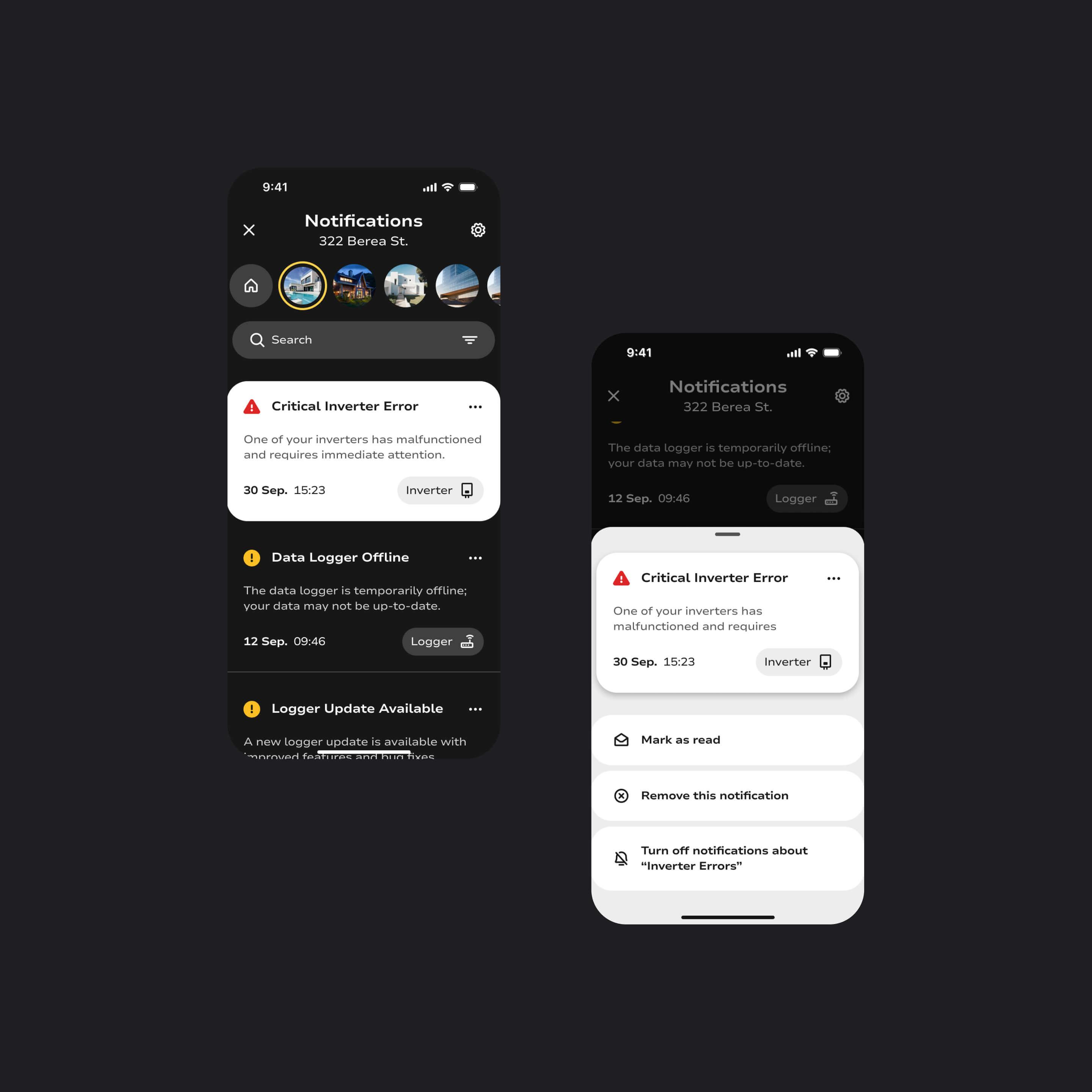 Notification and smart alert system integrated in Pulsun app.