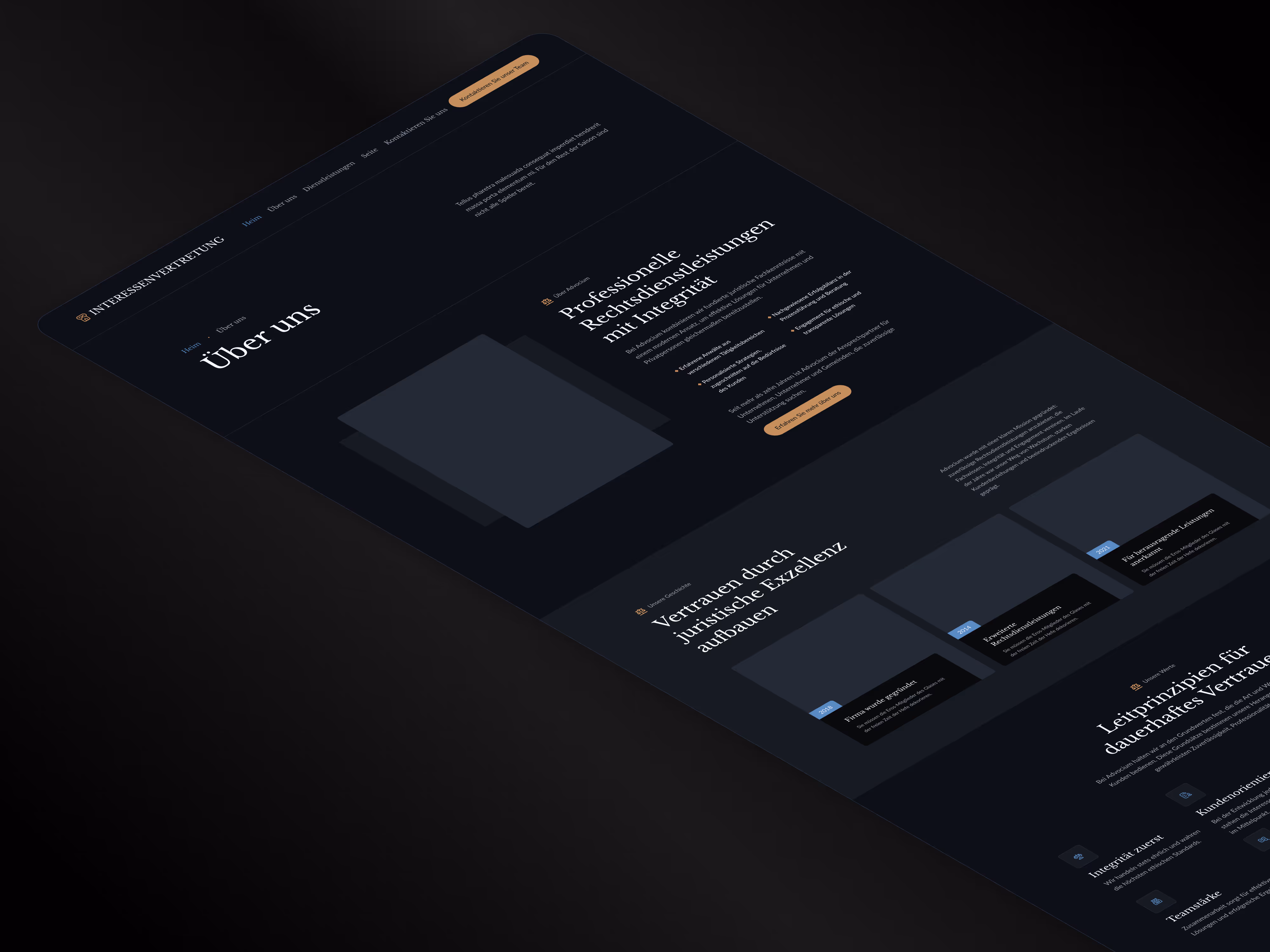Startseite einer modernen Kanzlei-Website mit Fokus auf automatisiertem Client Intake und digitaler Terminbuchung.