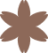 Simple brown six-petaled flower icon.