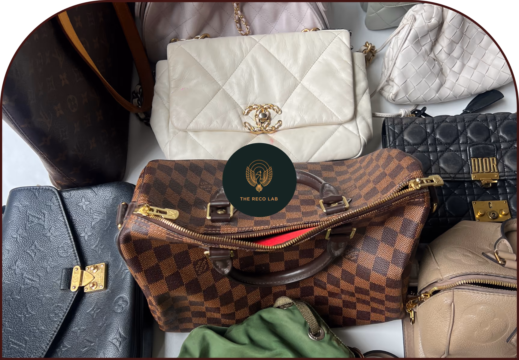 Multiple designer handbags including Louis Vuitton, Chanel and Dior queued for restoration at The Reco Lab