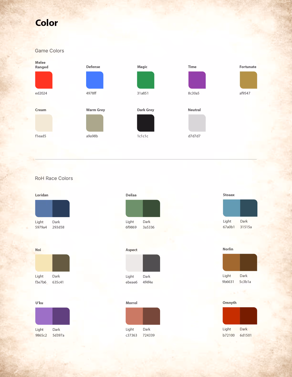 Color style sheet from the style guide example used in this course.