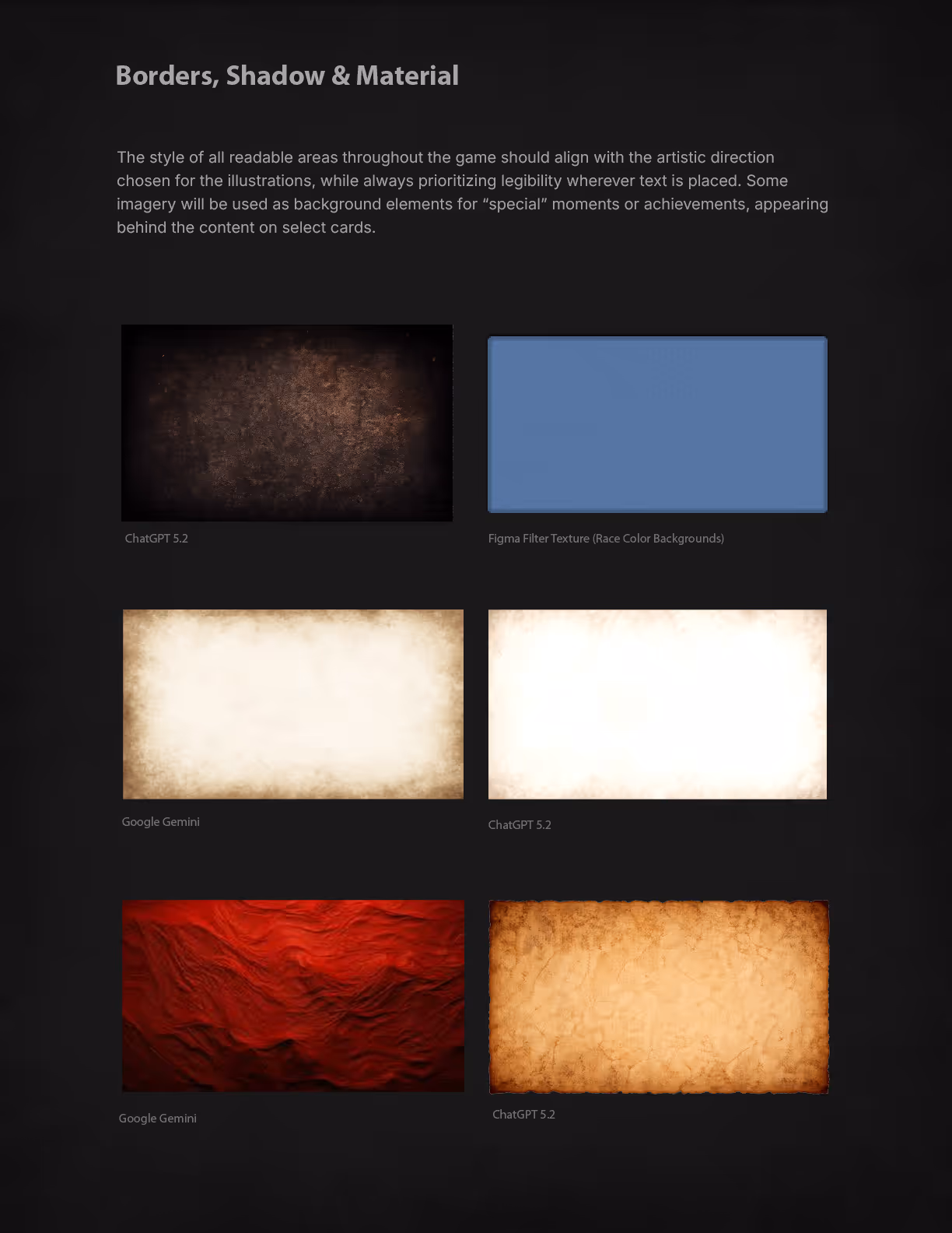 This sheet describe the importance of documenting the background styles and images youa re choosing to use throughout your project.