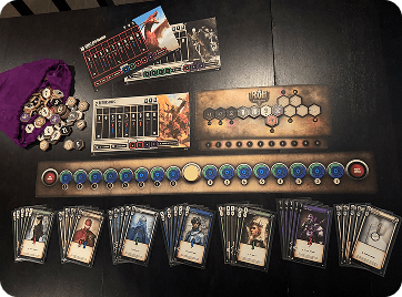 In this image most of the physical prototype pieces are laid out totters on the tabletop.