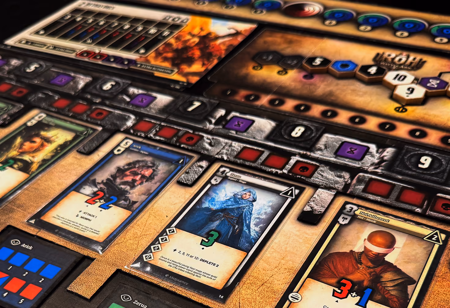 "RoH - Battle Ark" Hi-Fi physical prototype layout on a table.